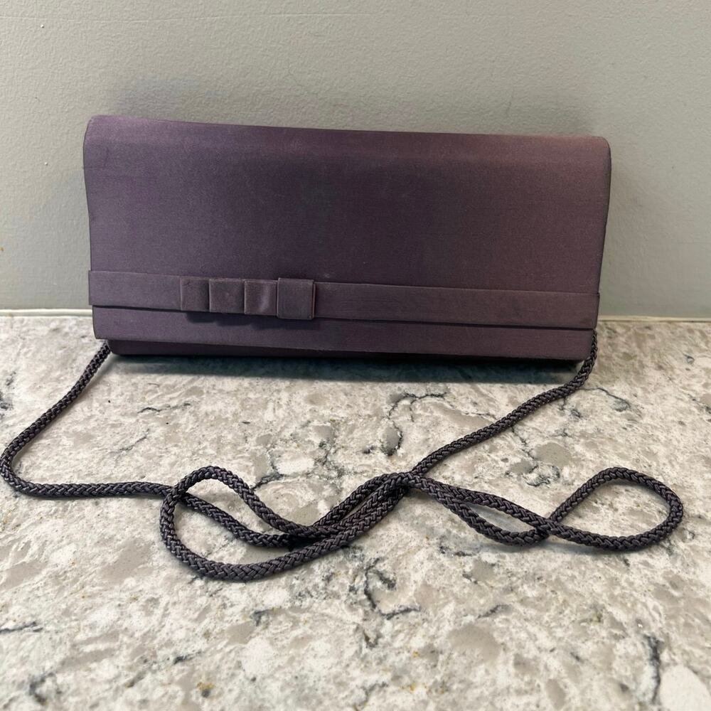 Vintage Valerie Stevens Cocktail Crossbody / Clutch Purse Purple Satin JL